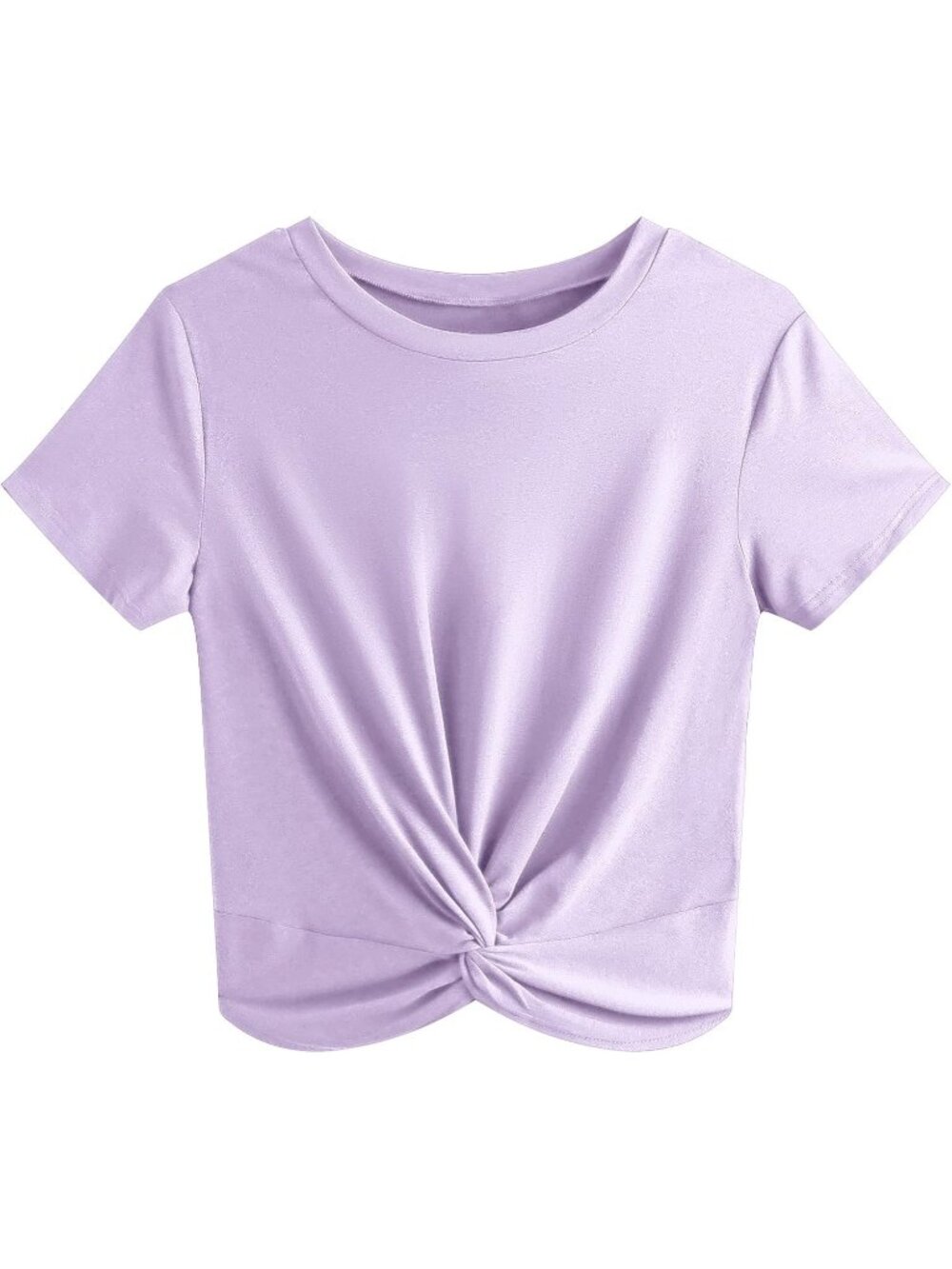 Women's T Shirt Purple Summer Causal Short Sleeves Blouse Round Neck Crop Tops